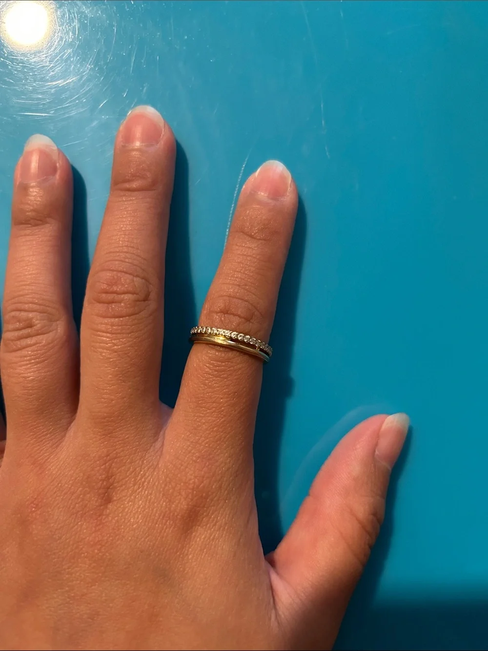 Pandora 14k Gold Plated Pavé Stackable Ring with Clear Cubic Zirconia